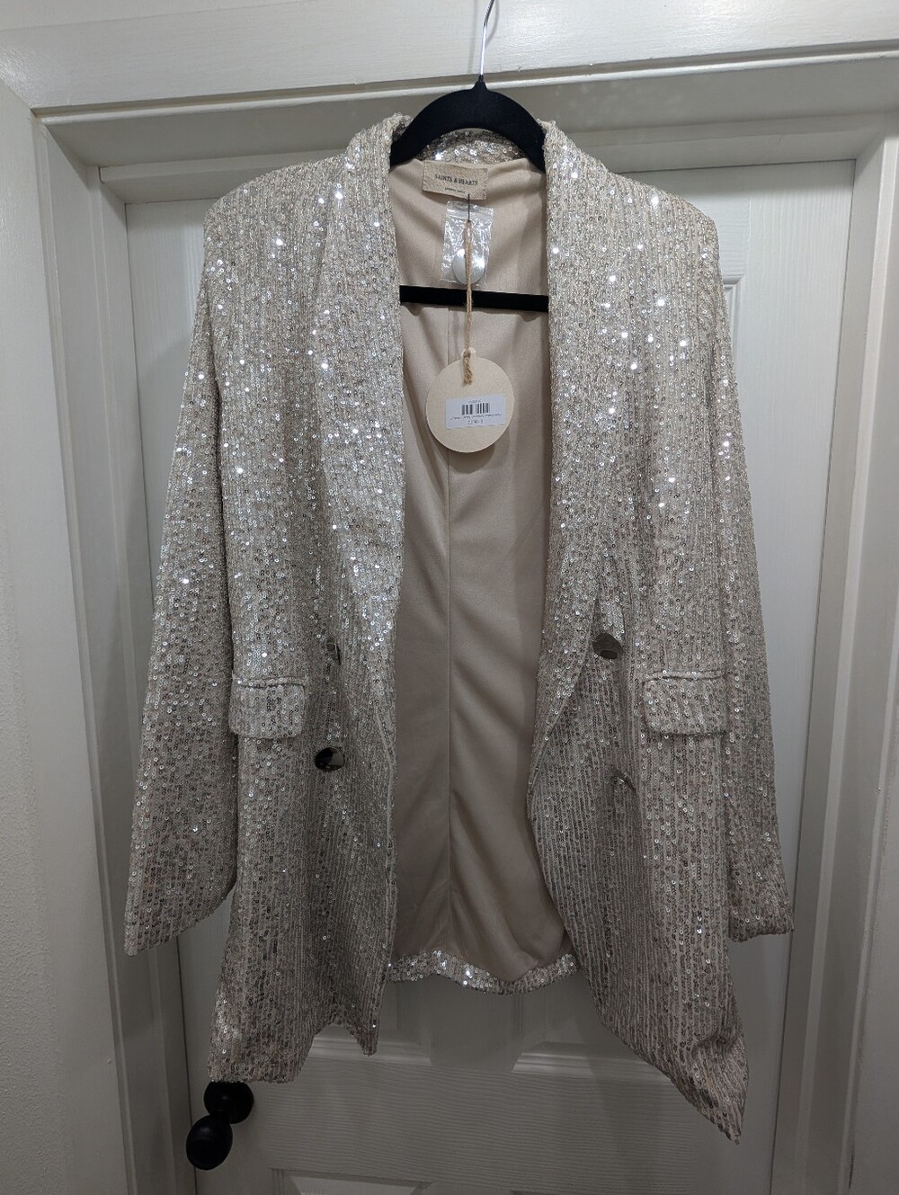 Saints & Hearts Gold Sequin Double Breasted Blazer Size M | NWT - Picture 3 of 8